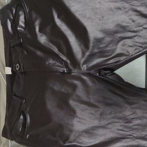 Black faux leather pants